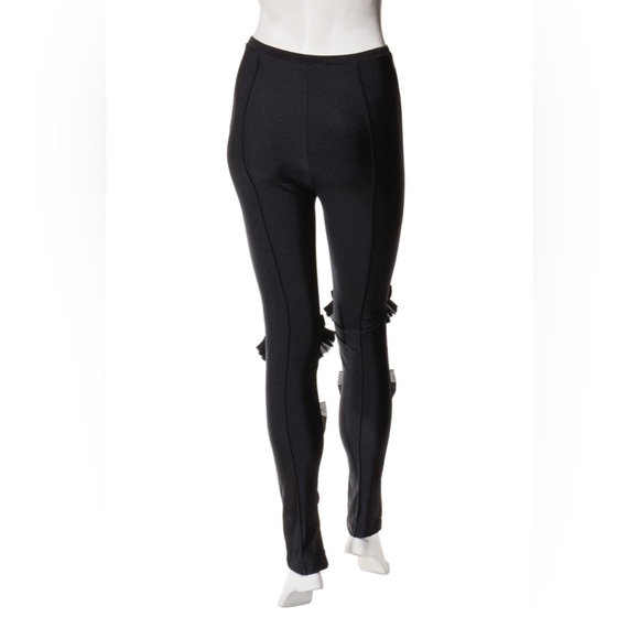 Chanel Black Satin Runway Leggings with Bows & Cut-Outs SS19 FR 36 - Picture 3 of 12